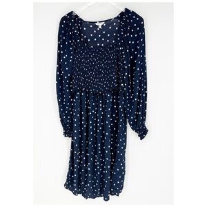 Seraphine Smocked Bust Polka Dot Maternity Dress 6 Blue